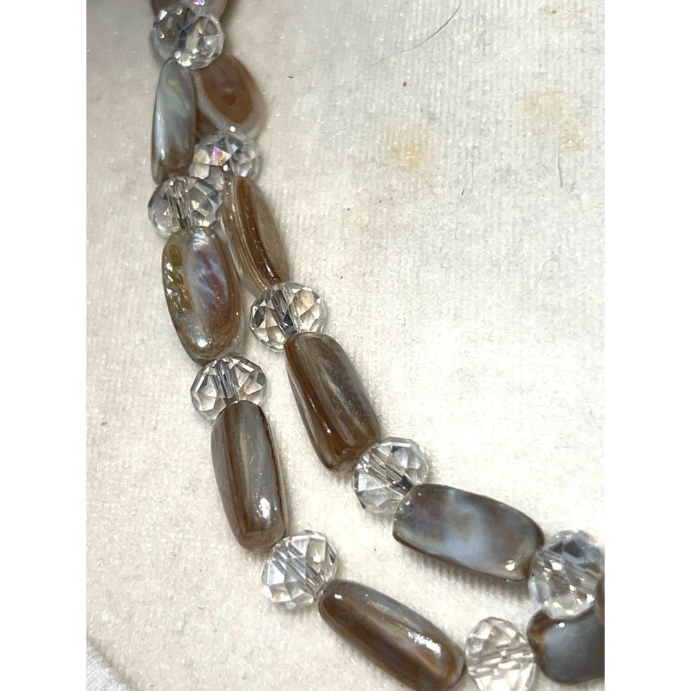 Abalone Shell & Faceted Crystal Statement Necklac… - image 4